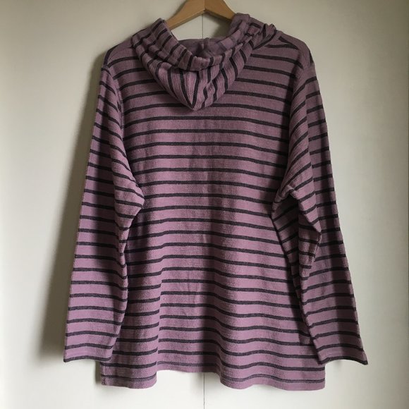 Activezone Mauve and Black Stripe Drawstring Baja Hoodie - Picture 2 of 14